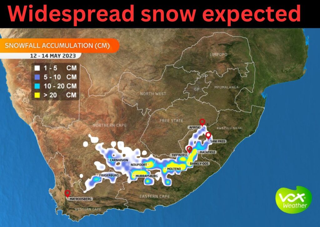 Widespread SNOW of up 20cm expected in these areas